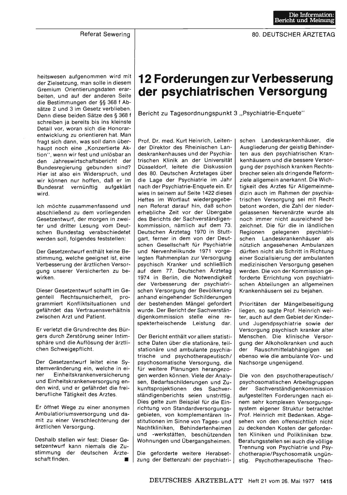 Vorschauseite 1: 12 Forderungen zur Verbesserung der psychiatrischen Versorgung Bericht zu Tagesordnungspunkt 3 „Psychiatrie-Enquete“