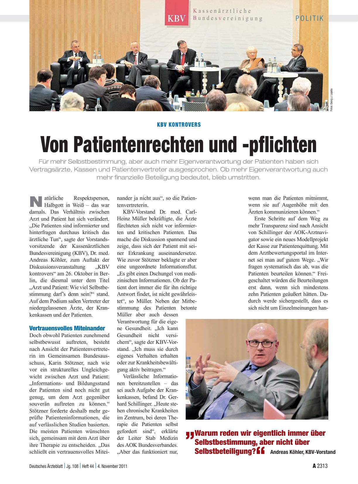 Vorschauseite 1: KBV kontrovers: Von Patientenrechten und -pflichten