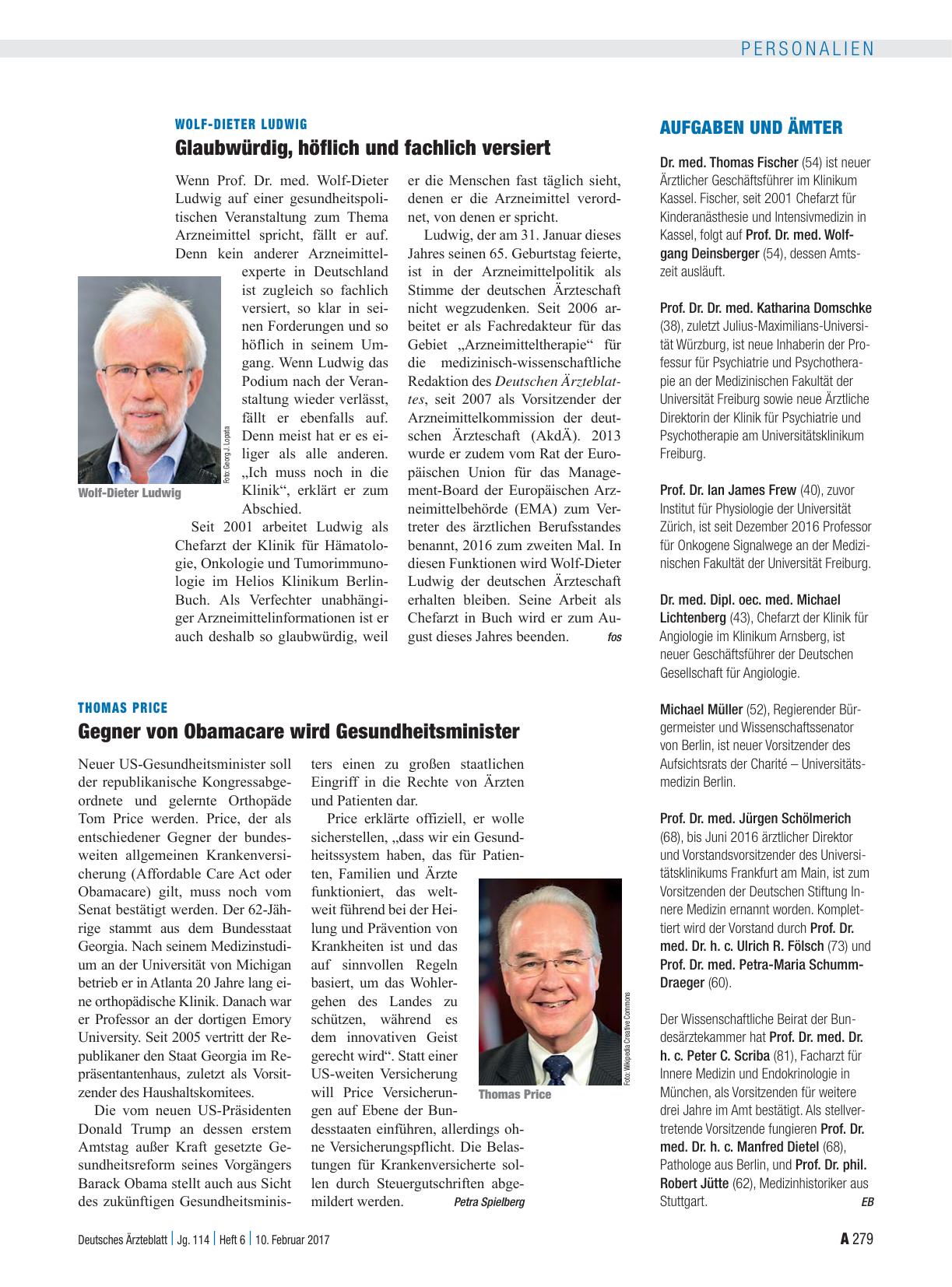 Vorschauseite 1: Wolf-Dieter Ludwig: Glaubwürdig, höflich und fachlich versiert