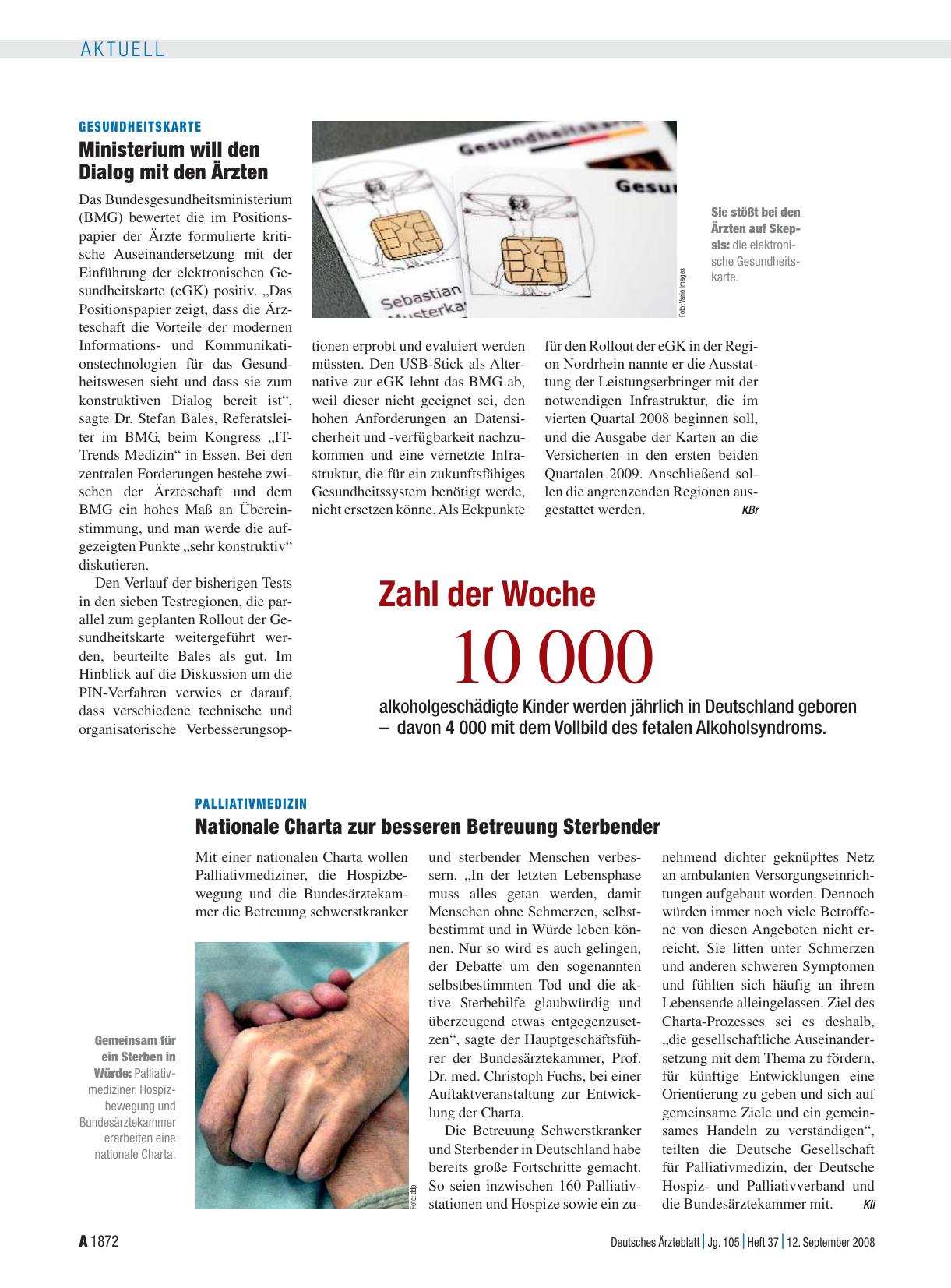 Vorschauseite 1: Palliativmedizin: Nationale Charta zur besseren Betreuung Sterbender