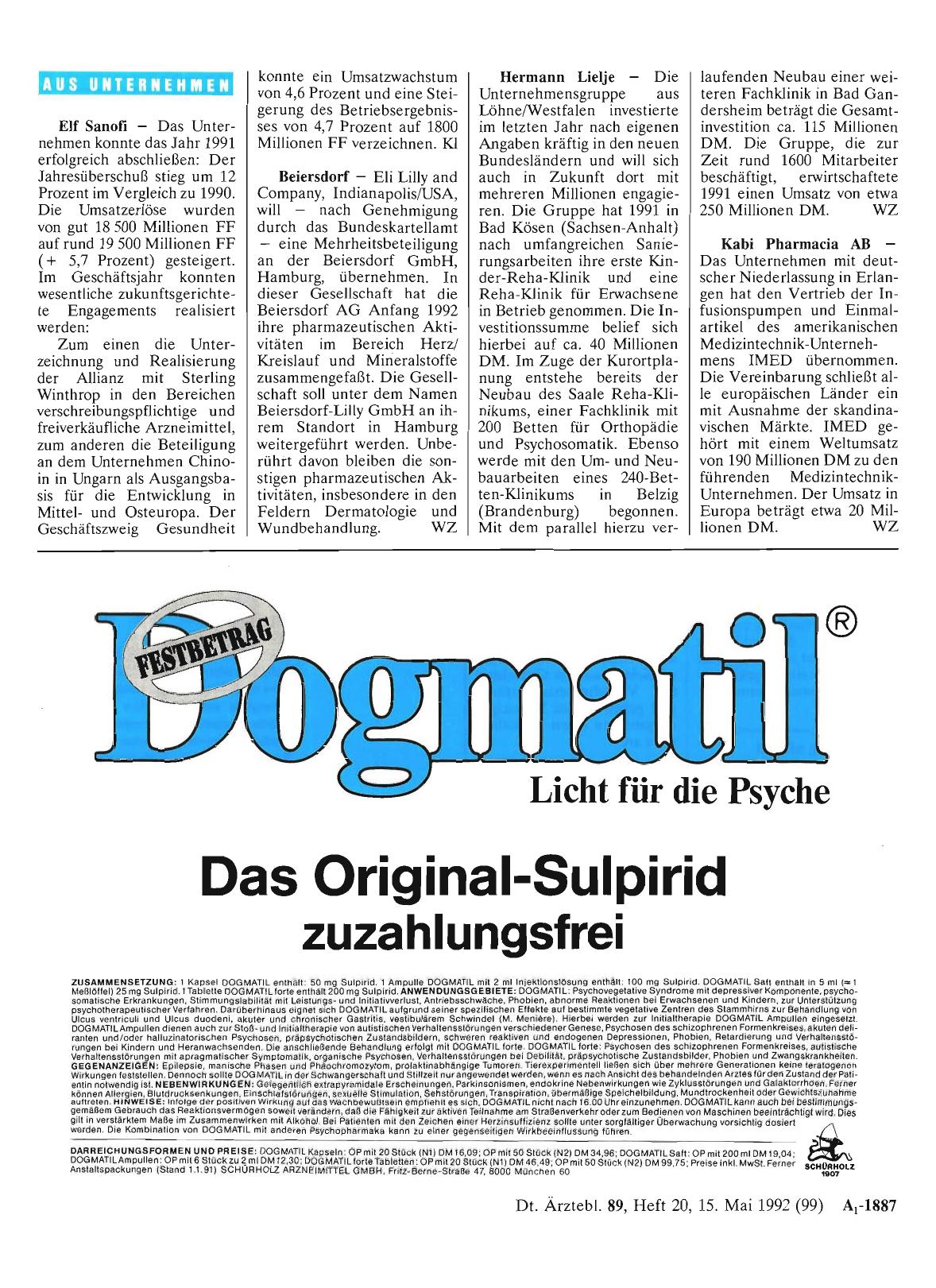 Vorschauseite 1: Kabi Pharmacia AB