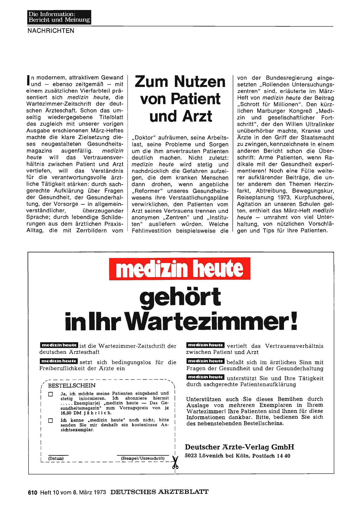 Vorschauseite 1: Zum Nutzen von Patient und Arzt
