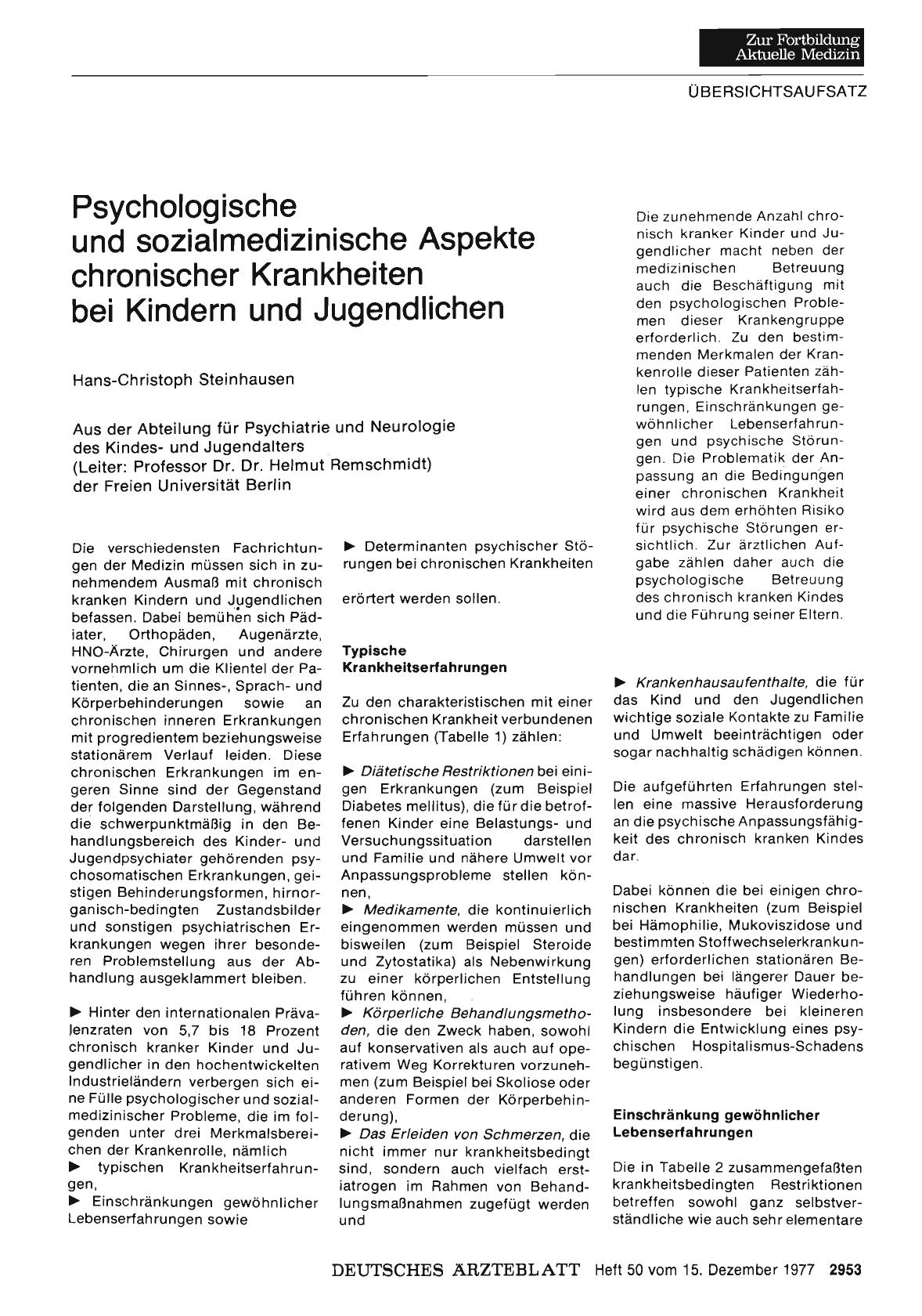 Vorschauseite 1: Psychologische und Sozialmedizinische Aspekte chronischer Krankheiten bei Kindern und Jugendlichen