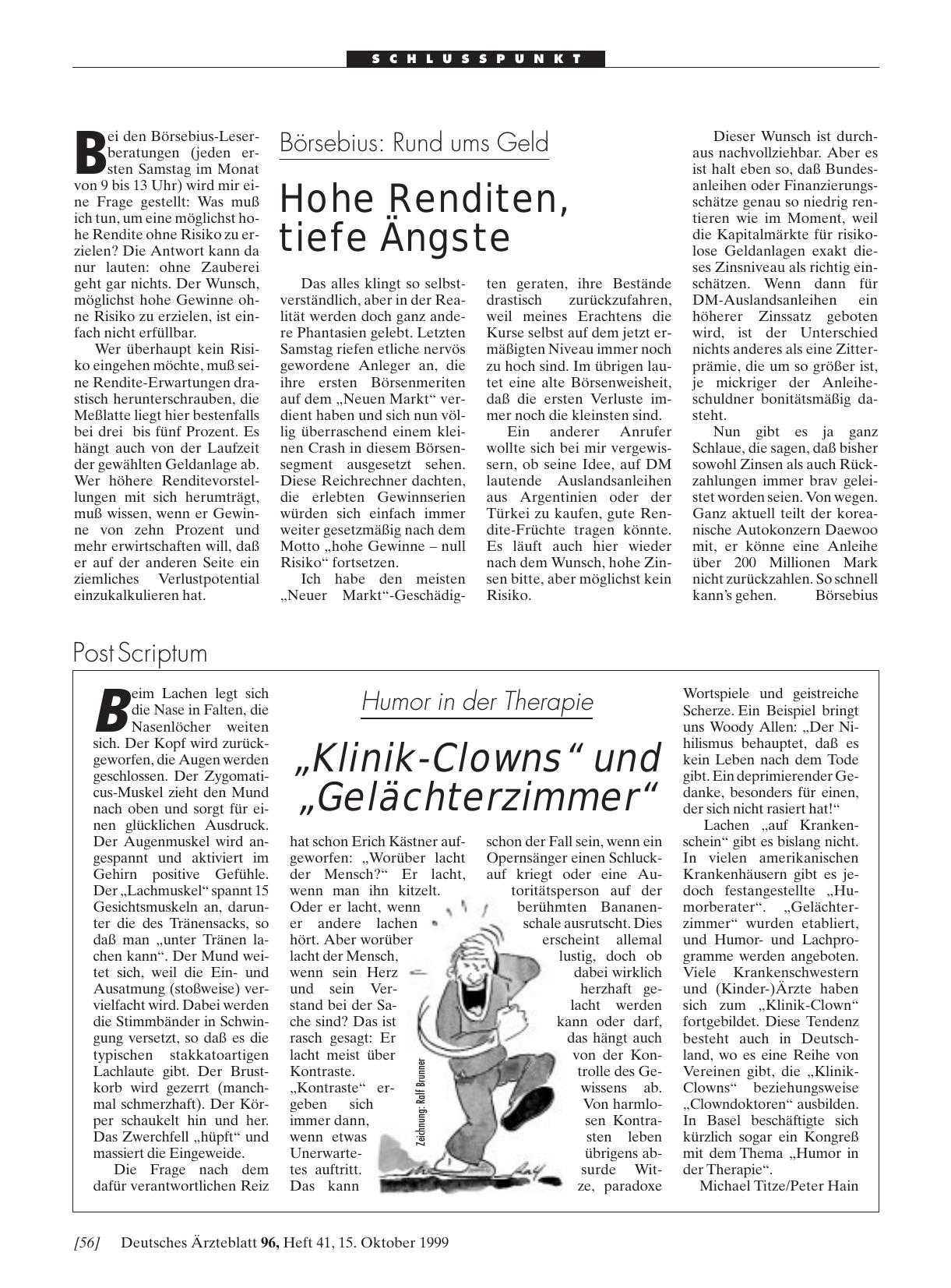 Vorschauseite 1: Humor in der Therapie: „Klinik-Clowns“ und „Gelächterzimmer“