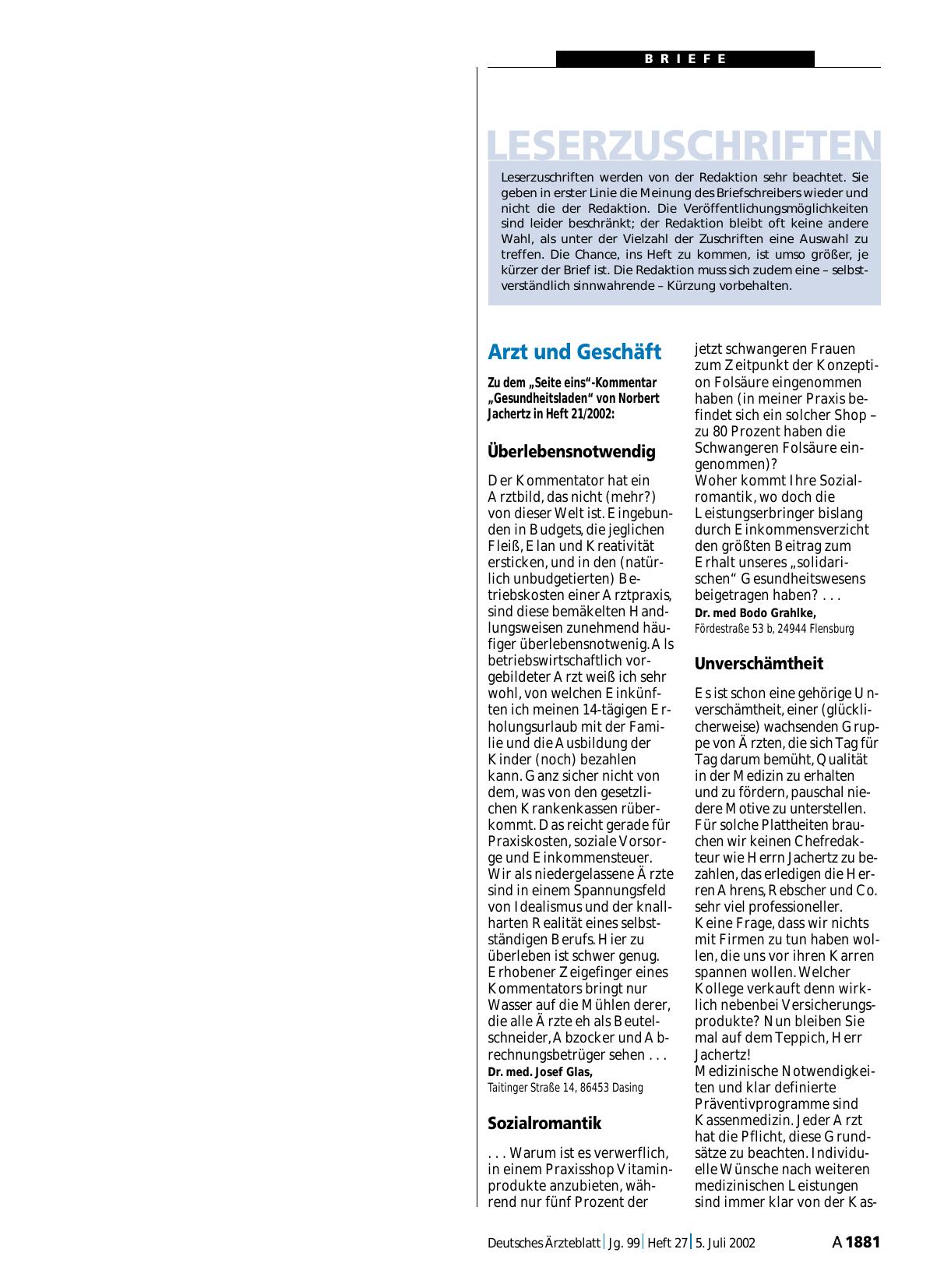Vorschauseite 1: Arzt und Geschäft: Überlebensnotwendig