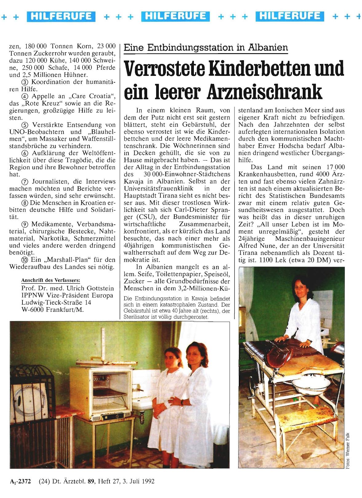 Vorschauseite 1: Eine Entbindungsstation in Albanien: Verrostete Kinderbetten und ein leerer Arzneischrank