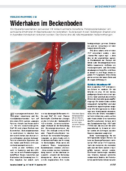Vorschauseite 1: Weibliche Inkontinenz & Co: Widerhaken im Beckenboden