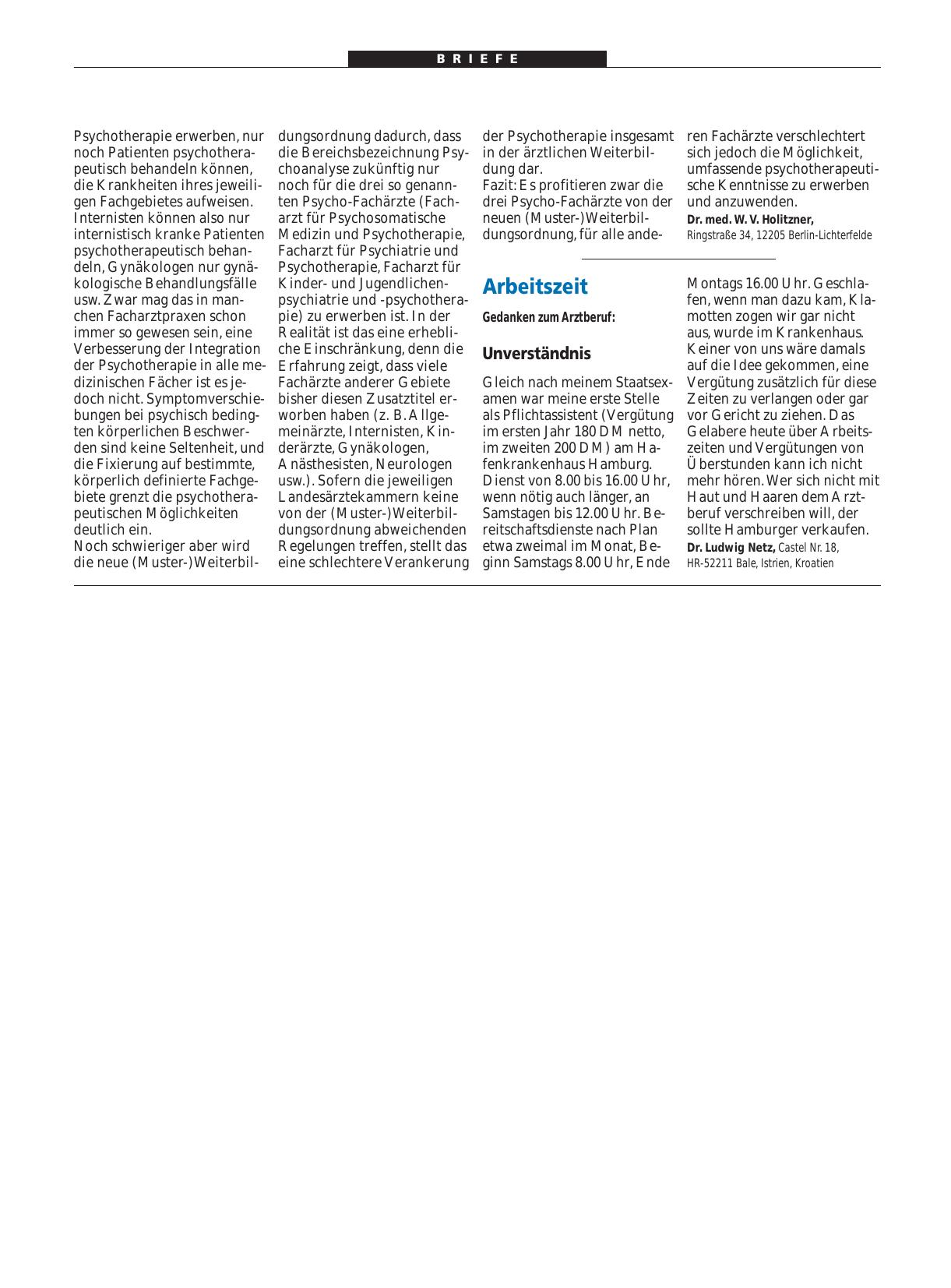 Vorschauseite 1: Arbeitszeit: Unverständnis