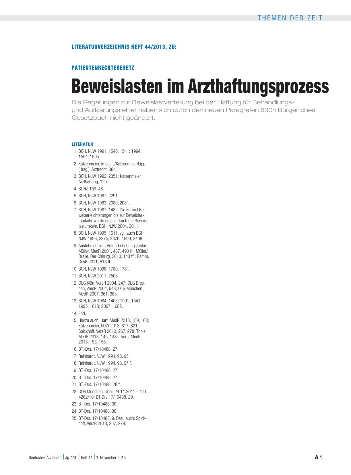 Vorschauseite 4: Patientenrechtegesetz: Beweislasten im Arzthaftungsprozess