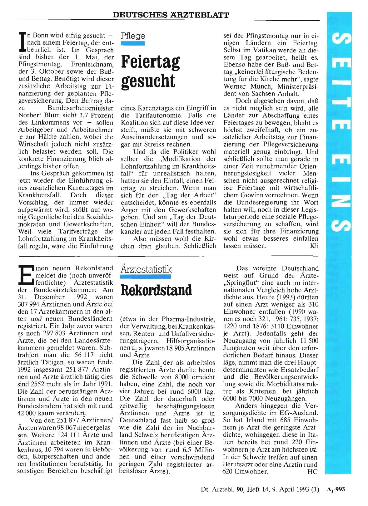Vorschauseite 1: Ärztestatistik: Rekordstand
