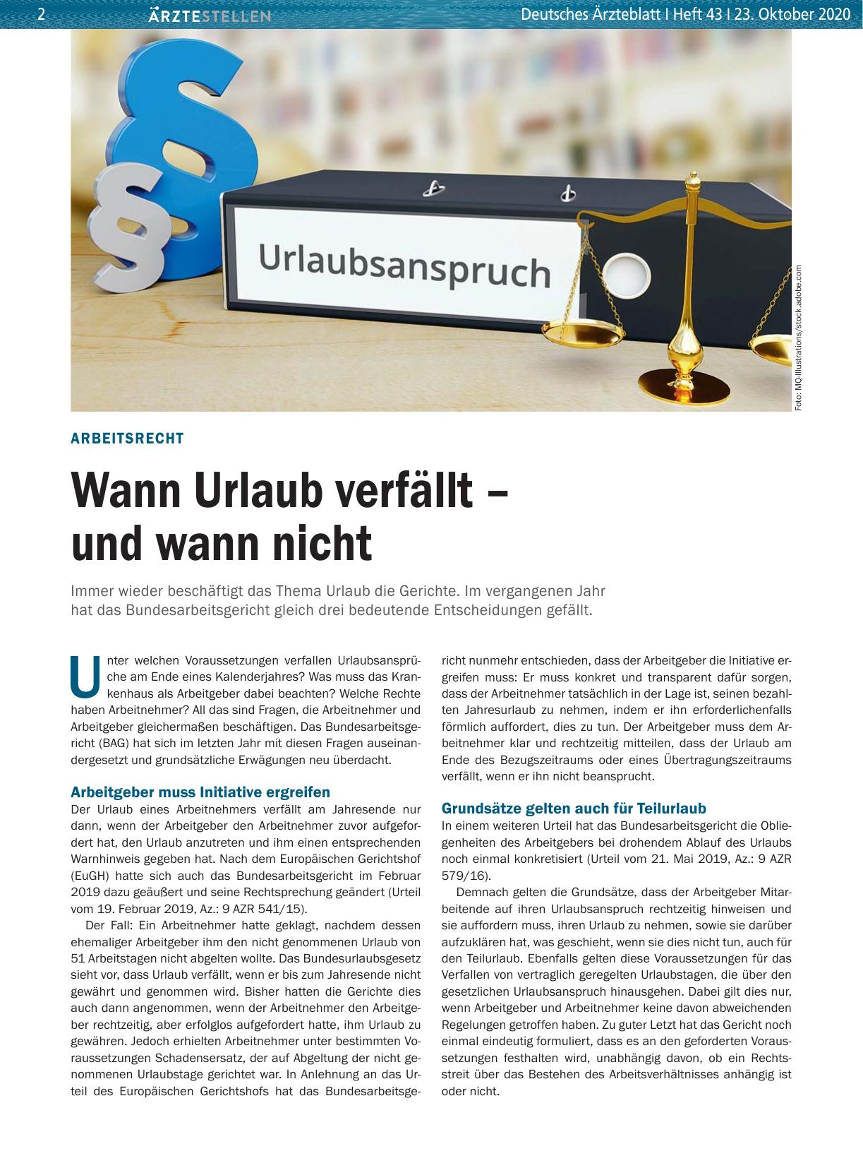 Vorschauseite 1: Arbeitsrecht: Wann Urlaub verfällt – und wann nicht