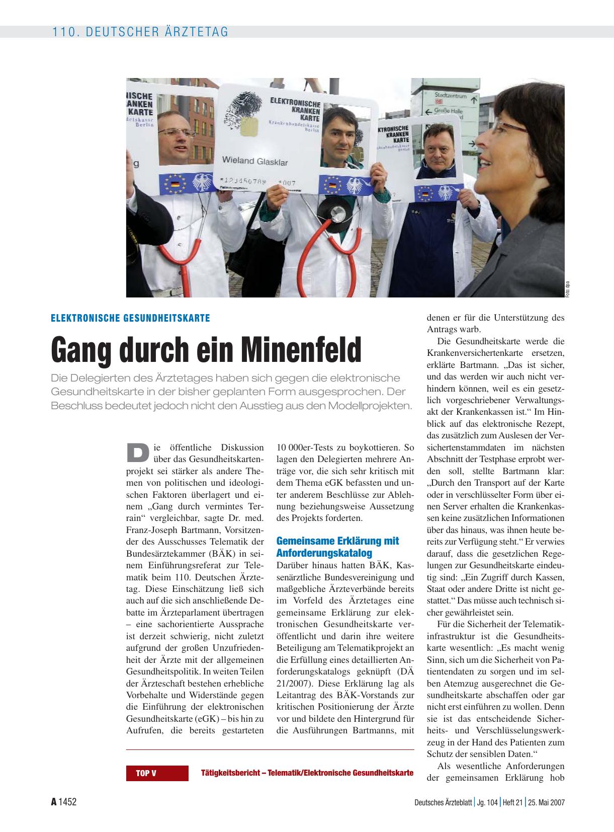 Vorschauseite 1: Elektronische Gesundheitskarte: Gang durch ein Minenfeld