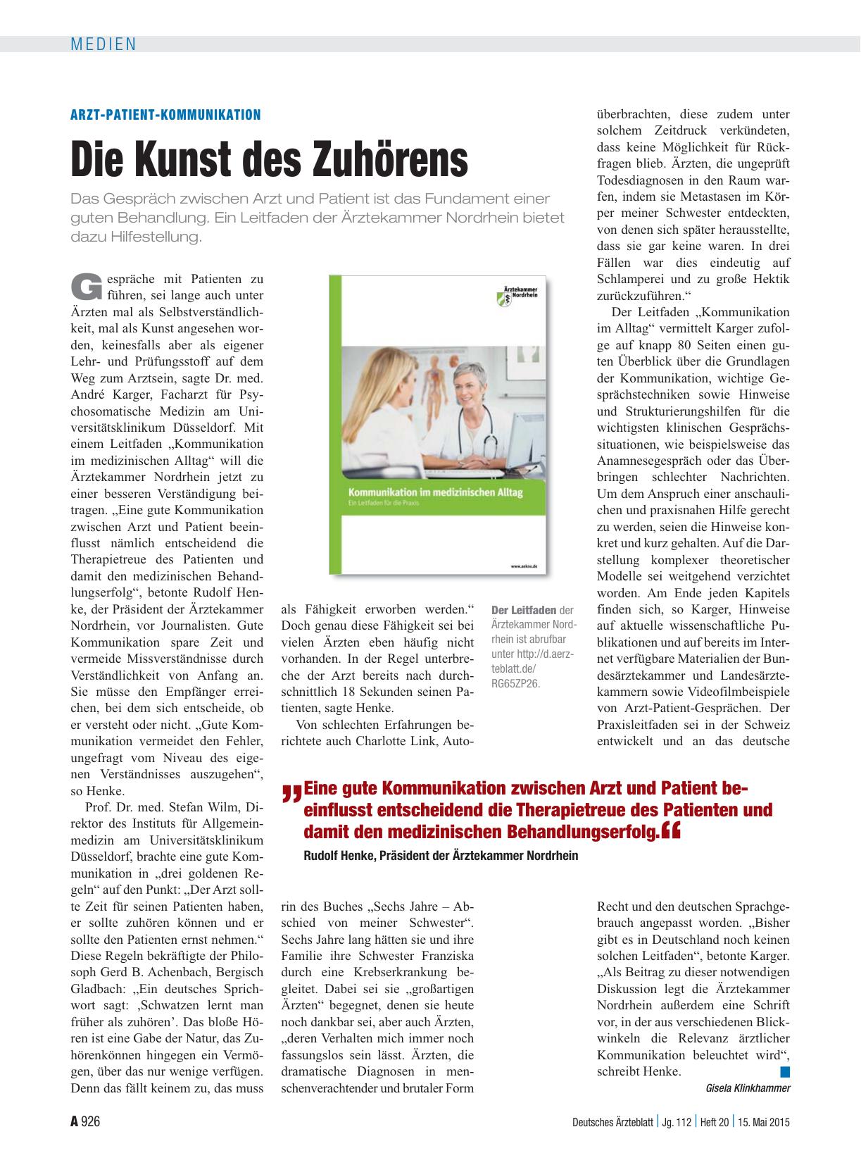 Vorschauseite 1: Arzt-Patient-Kommunikation: Die Kunst des Zuhörens