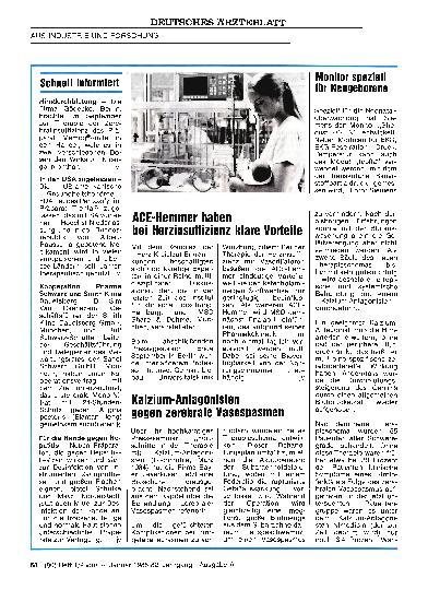 Vorschauseite 1: Kalzium-Antagonisten gegen zerebrale Vasospasmen