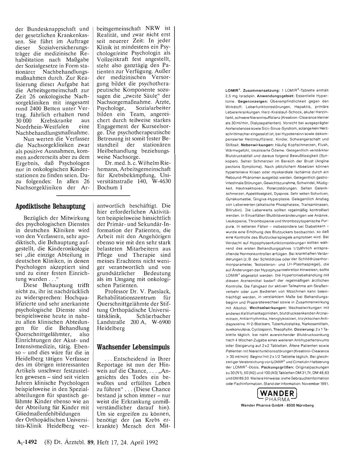 Vorschauseite 1: KREBSPATIENTEN: Apodiktische Behauptung