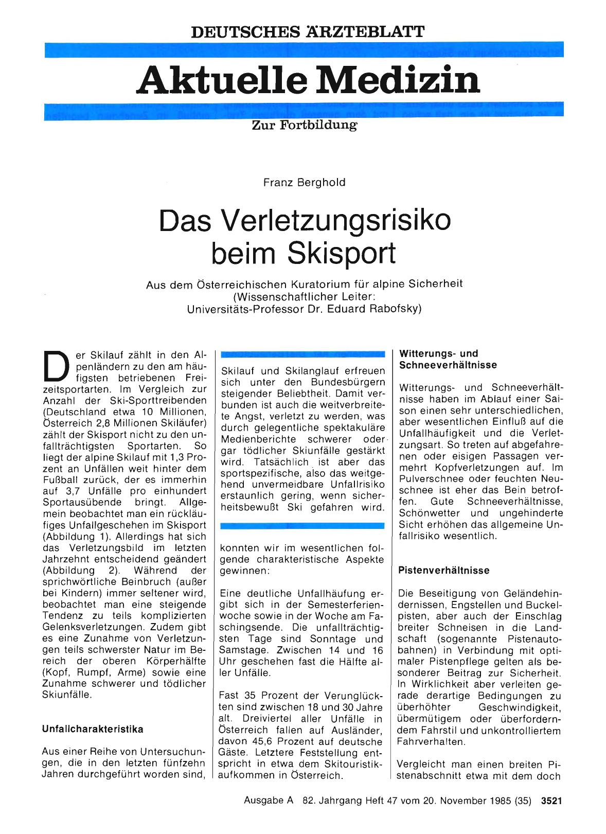 Vorschauseite 1: Das Verletzungsrisiko beim Skisport