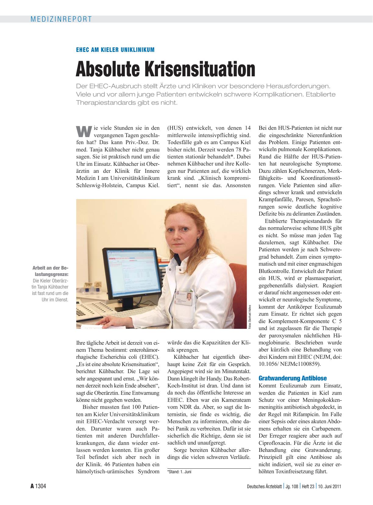 Vorschauseite 1: EHEC am Kieler Uniklinikum: Absolute Krisensituation