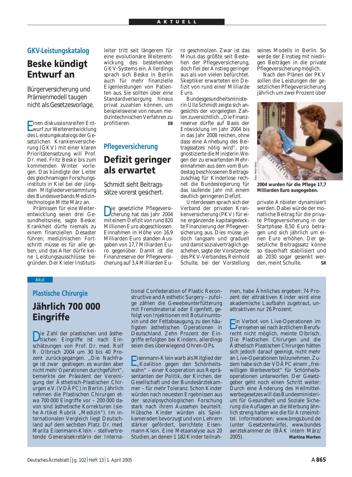 Vorschauseite 1: GKV-Leistungskatalog: Beske kündigt Entwurf an
