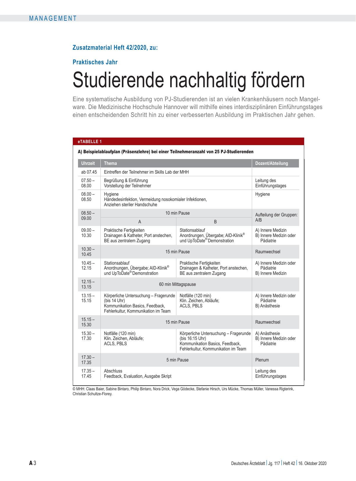 Vorschauseite 3: Praktisches Jahr: Studierende nachhaltig fördern