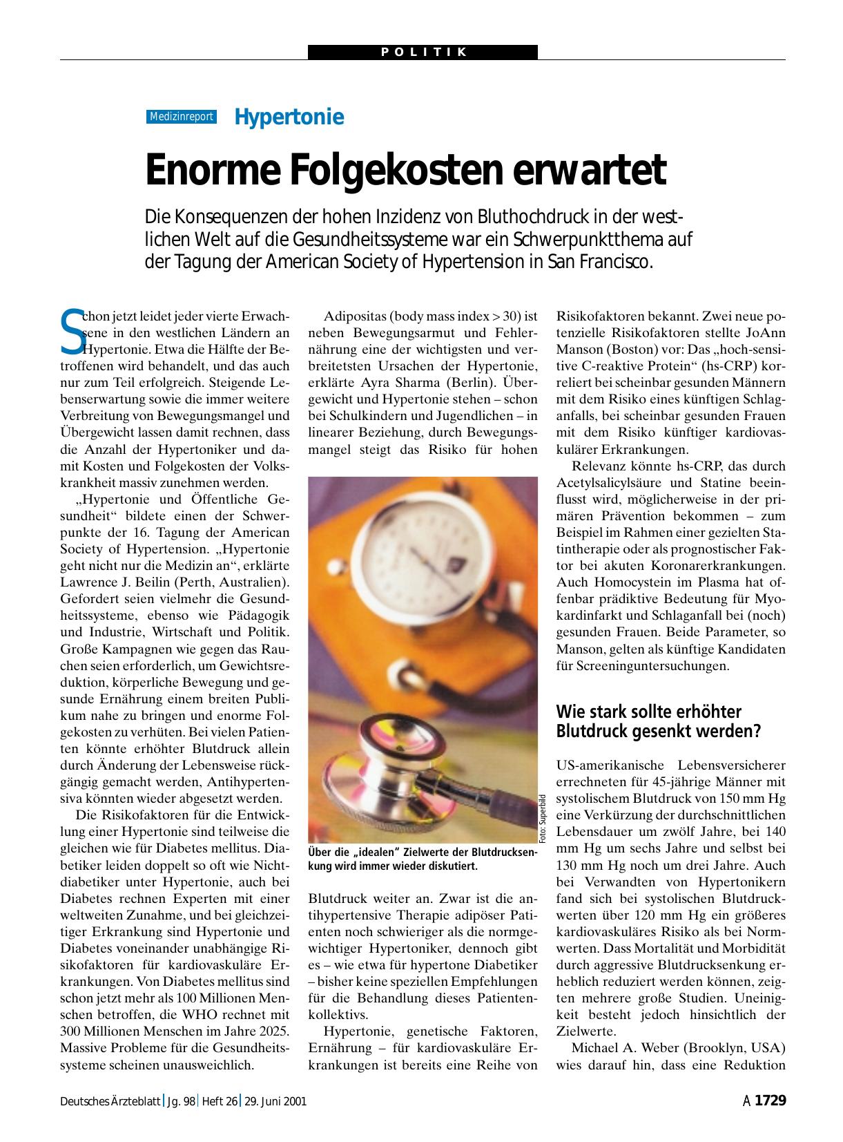 Vorschauseite 1: Hypertonie: Enorme Folgekosten erwartet
