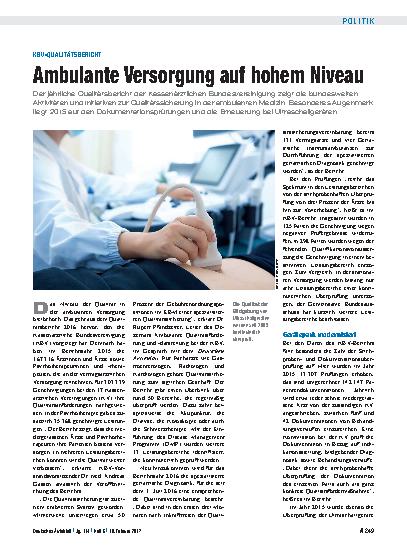 Vorschauseite 1: KBV-Qualitätsbericht: Ambulante Versorgung auf hohem Niveau