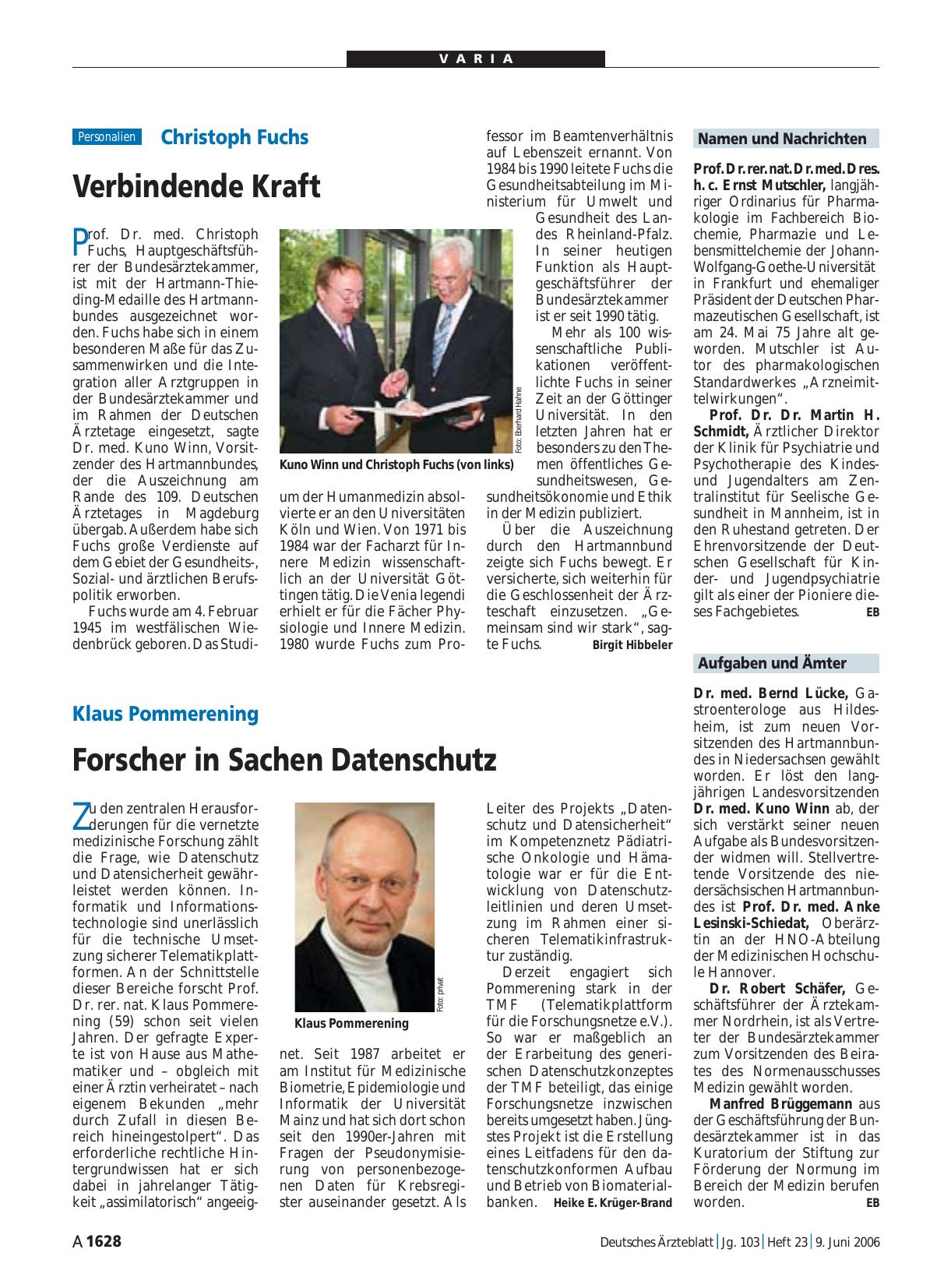 Vorschauseite 1: Klaus Pommerening: Forscher in Sachen Datenschutz