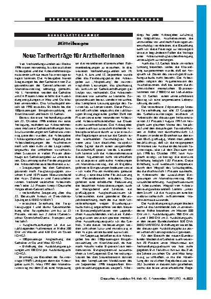 Vorschauseite 1: Mitteilungen: Neue Tarifverträge für Arzthelferinnen