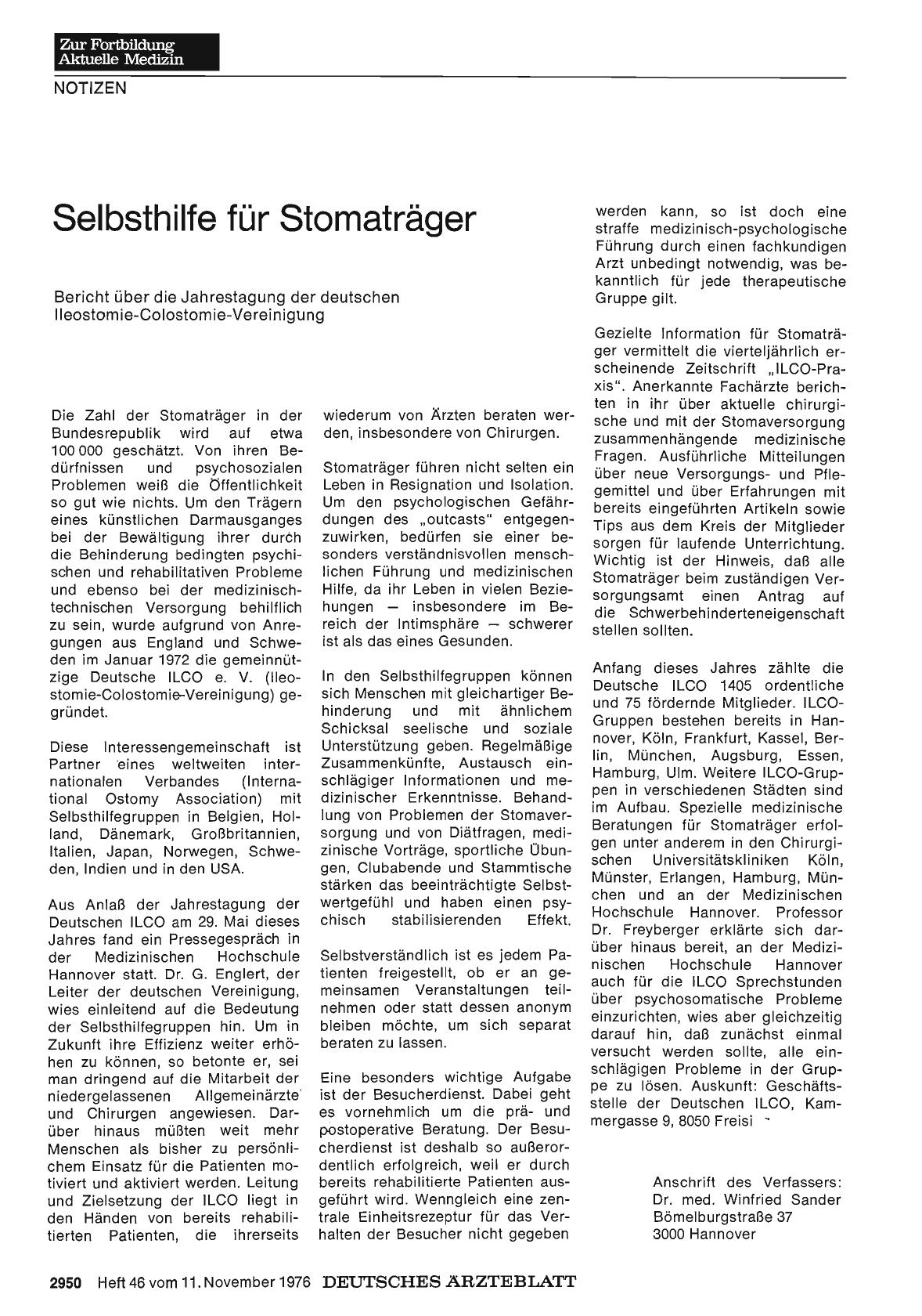 Vorschauseite 1: Selbsthilfe für Stomaträger: Bericht über die Jahrestagung der deutschen Ileostomie-Colostomie-Vereinigung