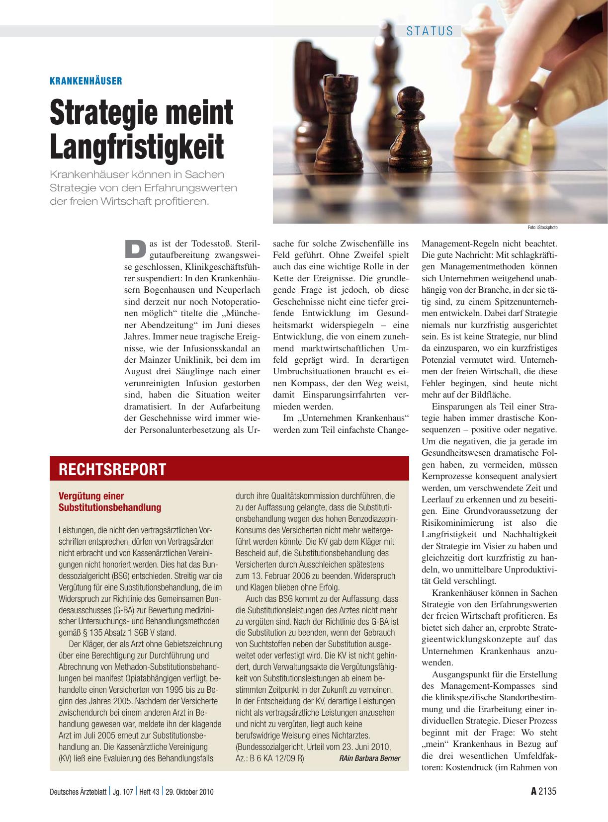 Vorschauseite 1: Krankenhäuser: Strategie meint Langfristigkeit