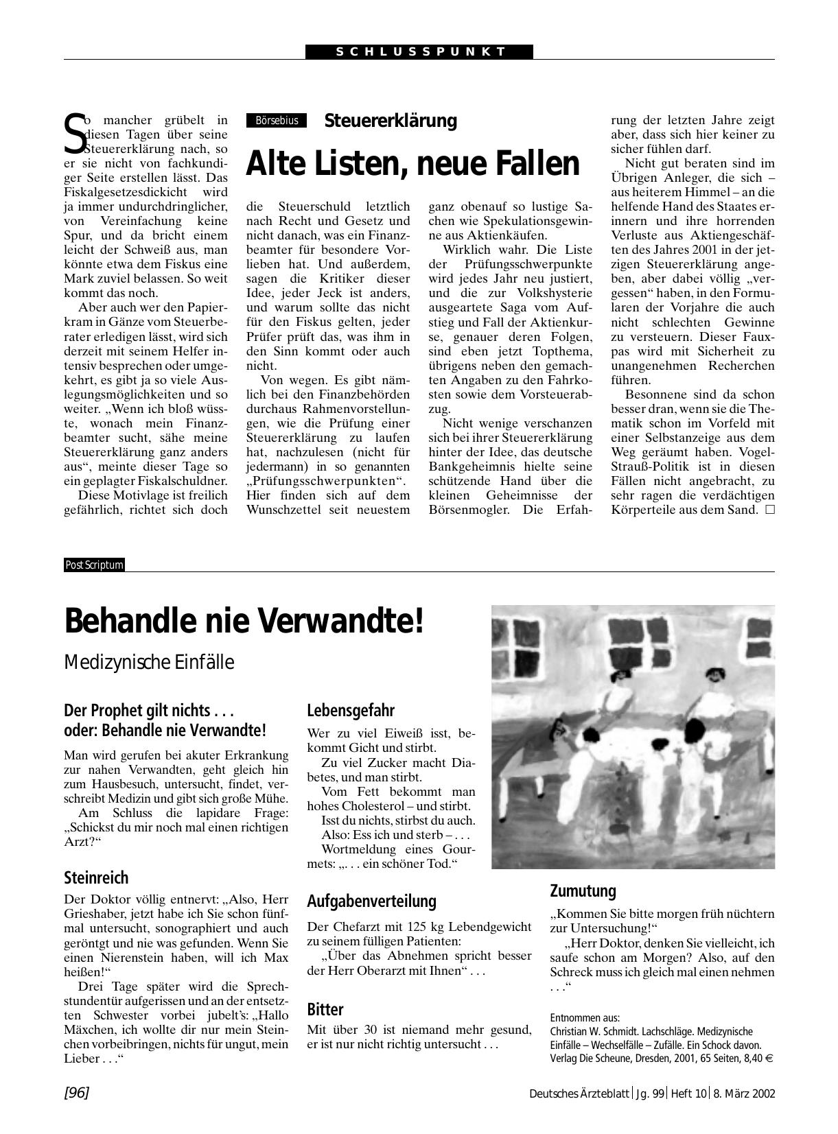 Vorschauseite 1: Behandle nie Verwandte! Medizynische Einfälle