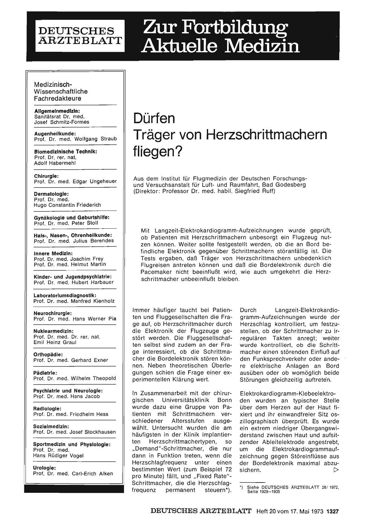 Vorschauseite 1: Dürfen Träger von Herzschrittmachern fliegen?