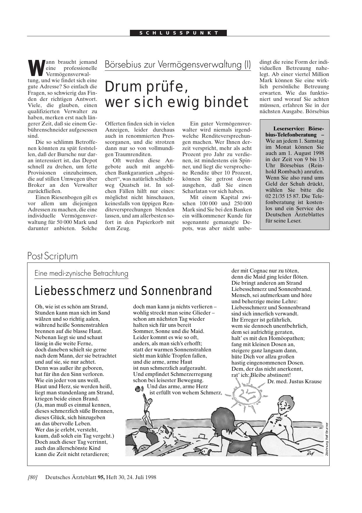 Vorschauseite 1: Börsebius zur Vermögensverwaltung (I): Drum prüfe, wer sich ewig bindet