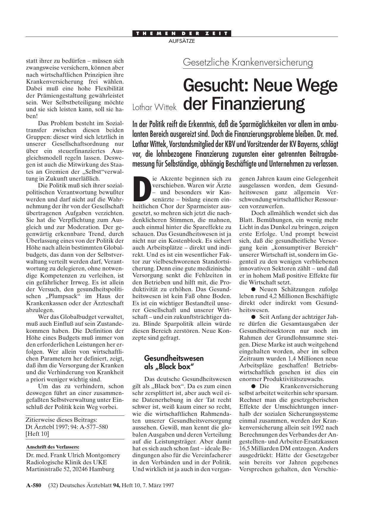 Vorschauseite 1: Gesetzliche Krankenversicherung – Gesucht: Neue Wege der Finanzierung