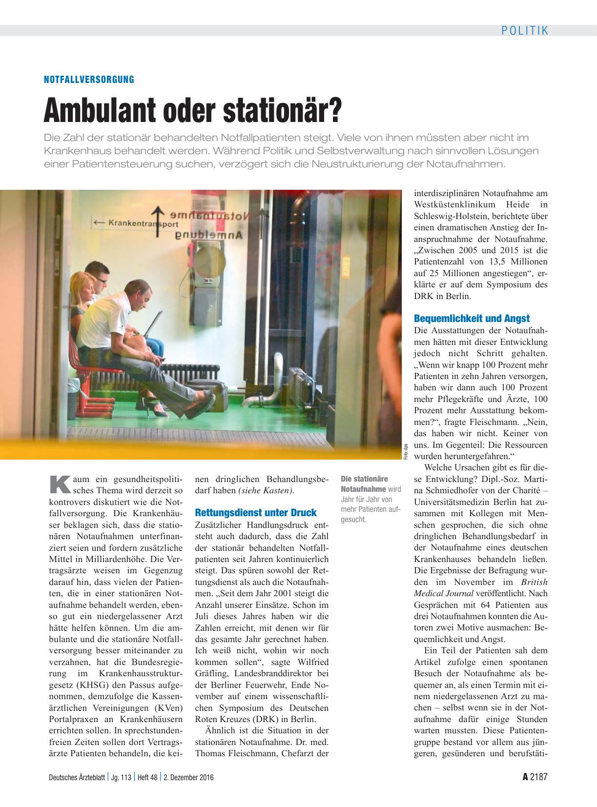 Vorschauseite 1: Notfallversorgung: Ambulant oder stationär?