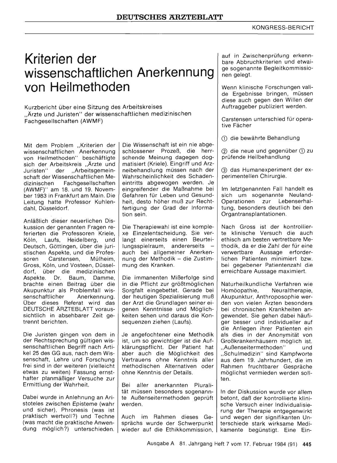 Vorschauseite 1: Kriterien der wissenschaftlichen Anerkennung von Heilmethoden