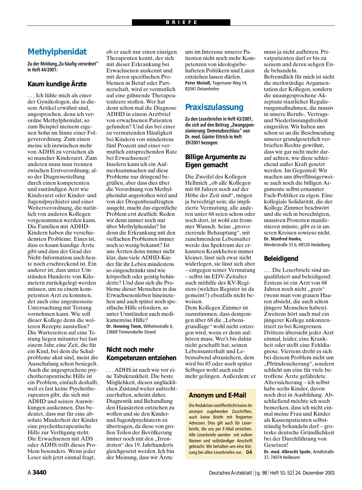 Vorschauseite 1: Praxiszulassung: Beleidigend