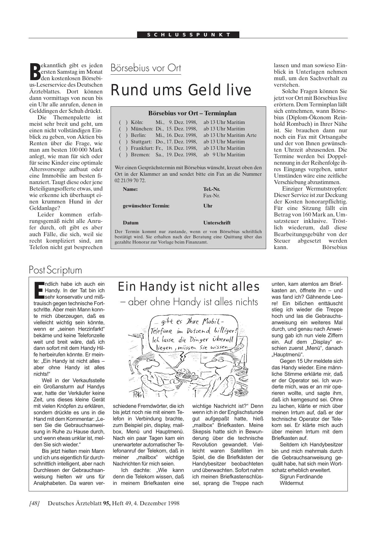 Vorschauseite 1: Börsebius vor Ort: Rund ums Geld live