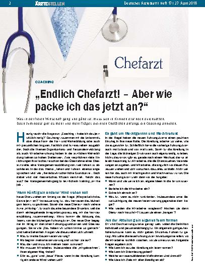 Vorschauseite 1: Coaching: „Endlich Chefarzt! – Aber wie packe ich das jetzt an? “