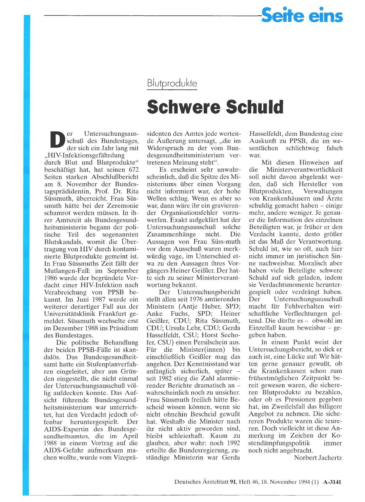 Vorschauseite 1: Blutprodukte: Schwere Schuld