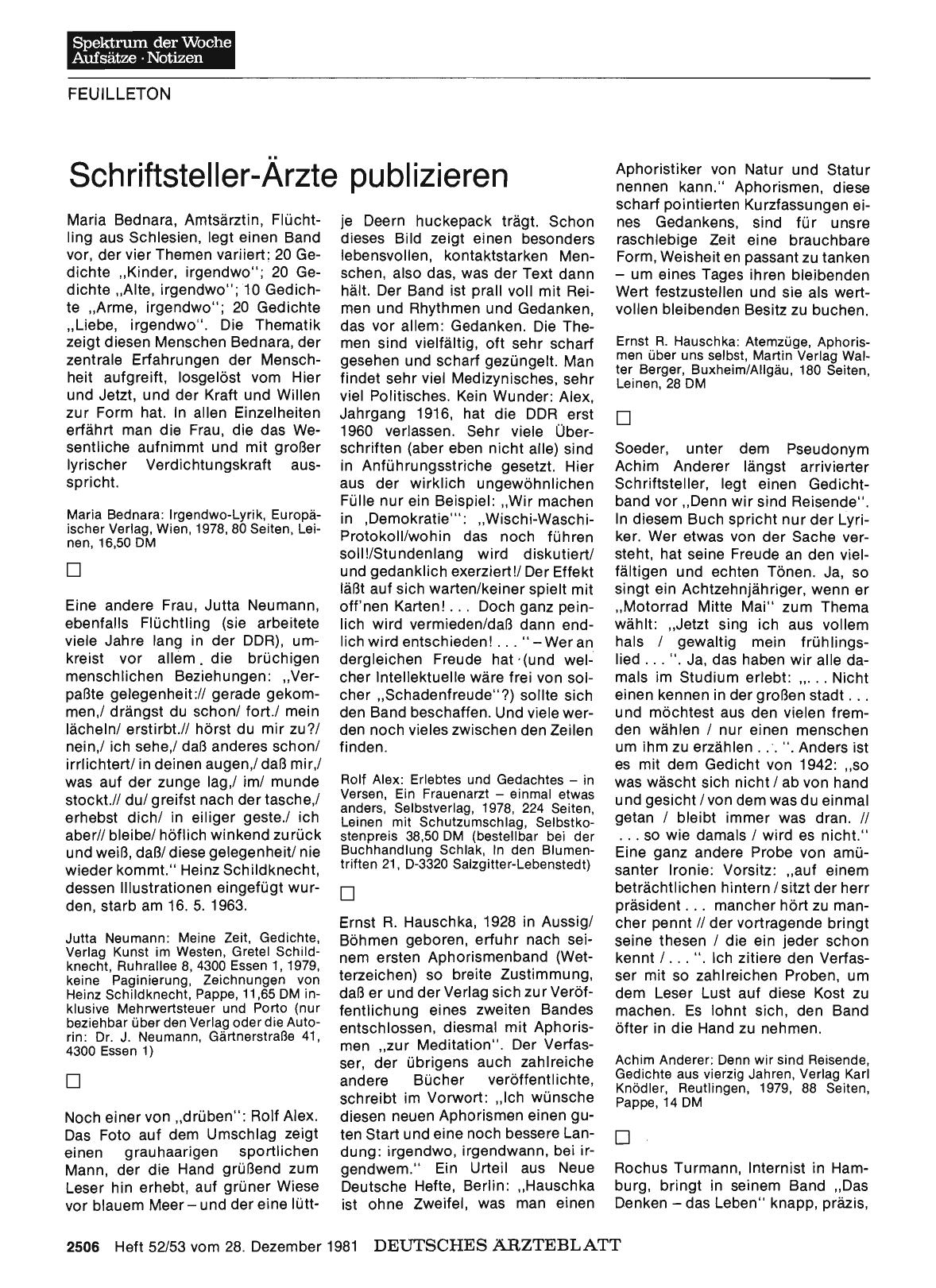 Vorschauseite 1: Schriftsteller-Ärzte publizieren