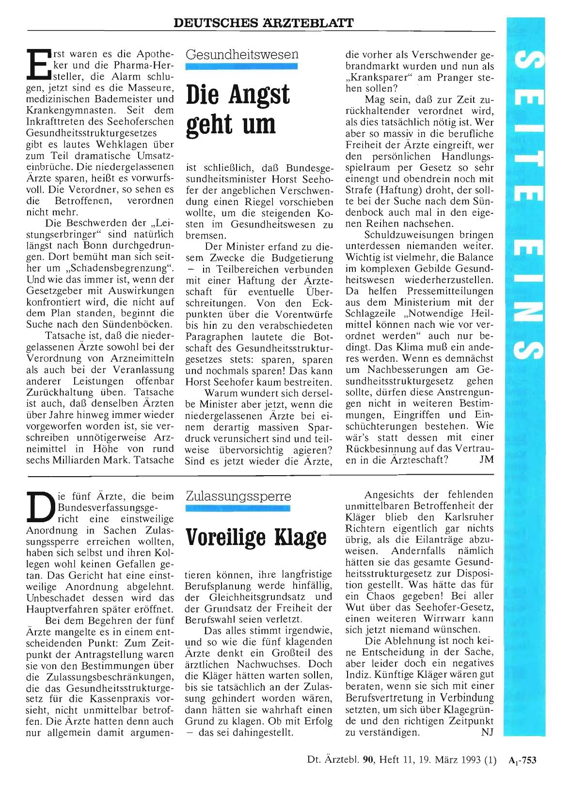Vorschauseite 1: Gesundheitswesen: Die Angst geht um