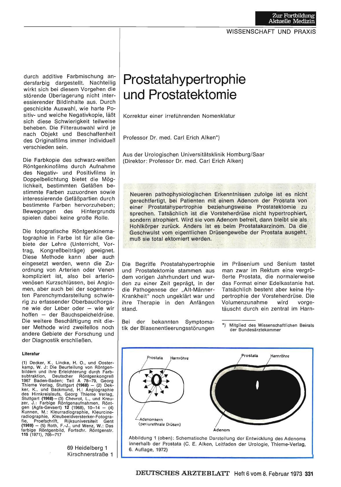 Vorschauseite 1: Prostatahypertrophie und Prostatektomie: Korrektur einer irreführenden Nomenklatur