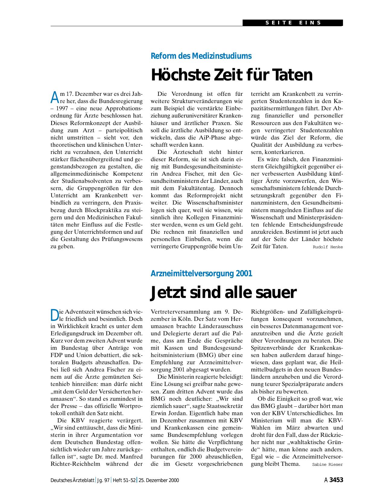 Vorschauseite 1: Reform des Medizinstudiums: Höchste Zeit für Taten