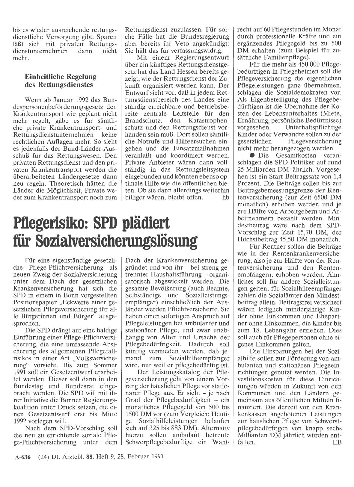 Vorschauseite 1: Pflegerisiko: SPD plädiert für Sozialversicherungslösung