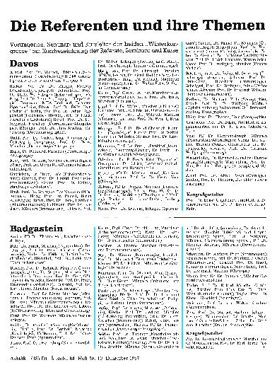 Vorschauseite 1: Die Referenten und ihre Themen