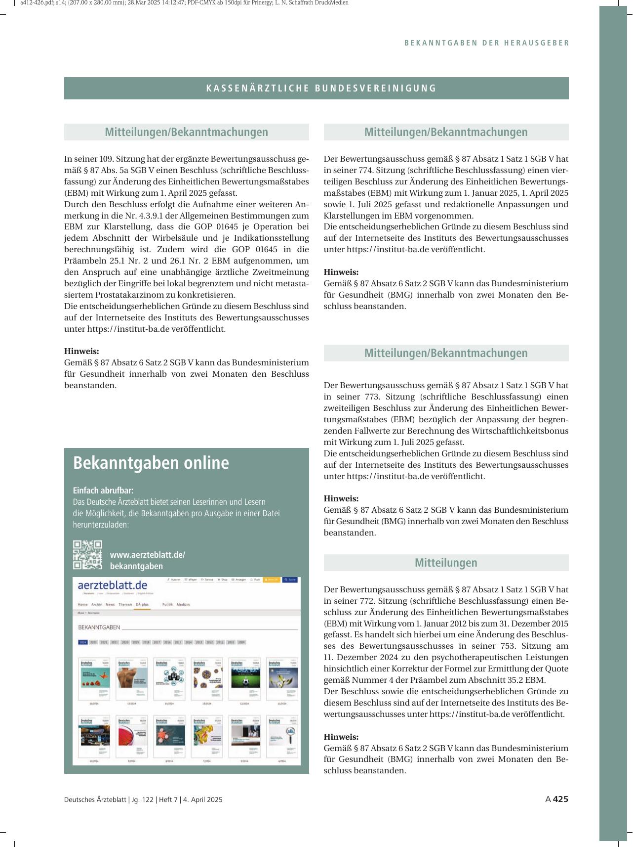Vorschauseite 1: Mitteilungen/Bekanntmachungen