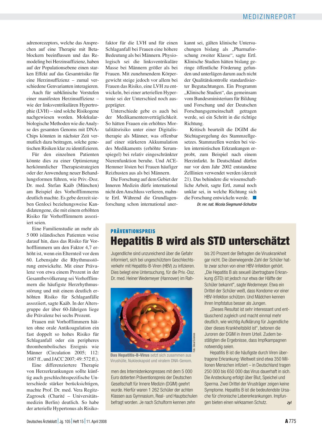 Vorschauseite 1: Präventionspreis: Hepatitis B wird als STD unterschätzt