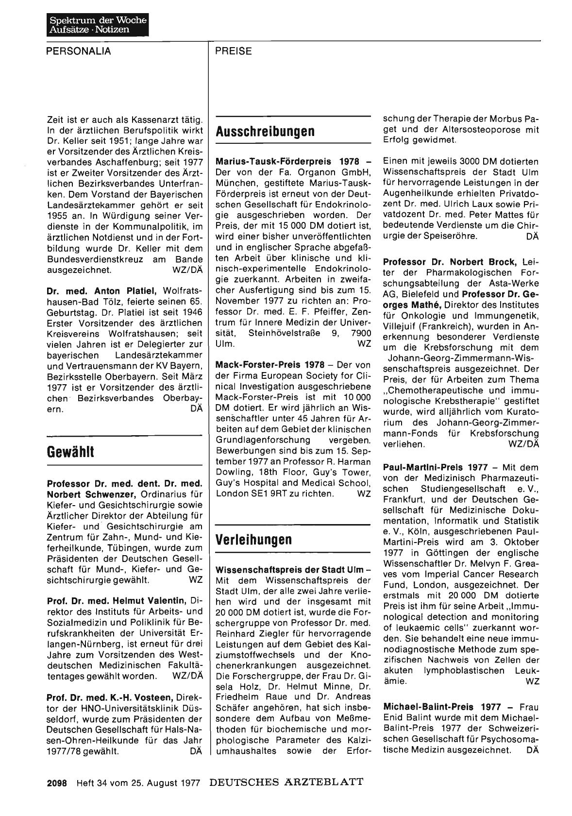 Vorschauseite 1: Verleihungen