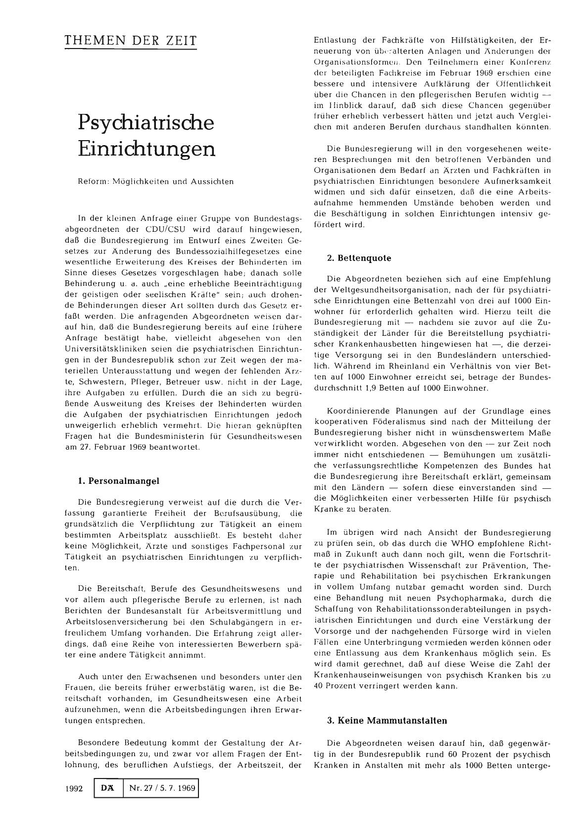 Vorschauseite 1: Psychiatrische Einrichtungen