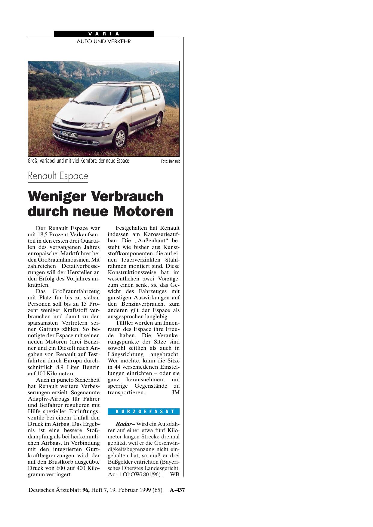 Vorschauseite 1: Renault Espace: Weniger Verbrauch durch neue Motoren